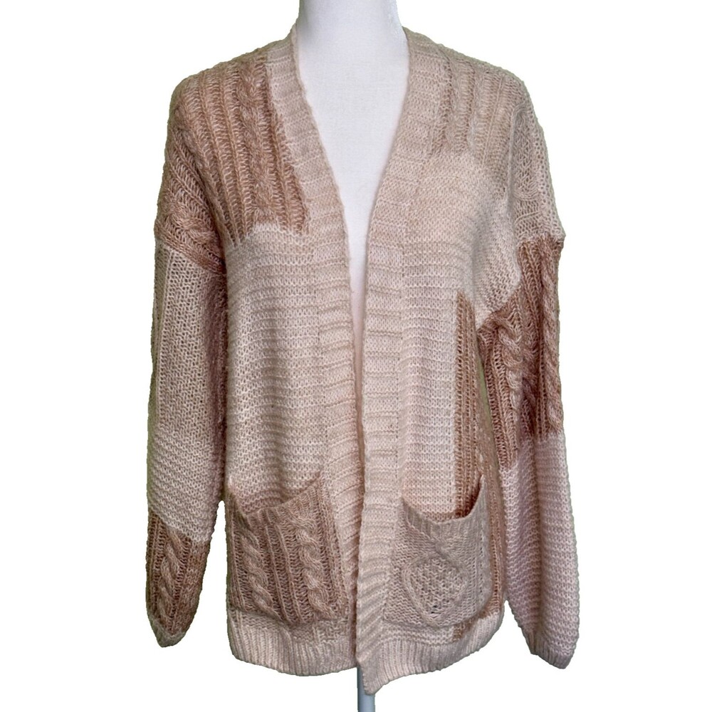 Abercrombie & Fitch Women's Chunky Cable Knit Open Cardigan Preppy Layering Sm